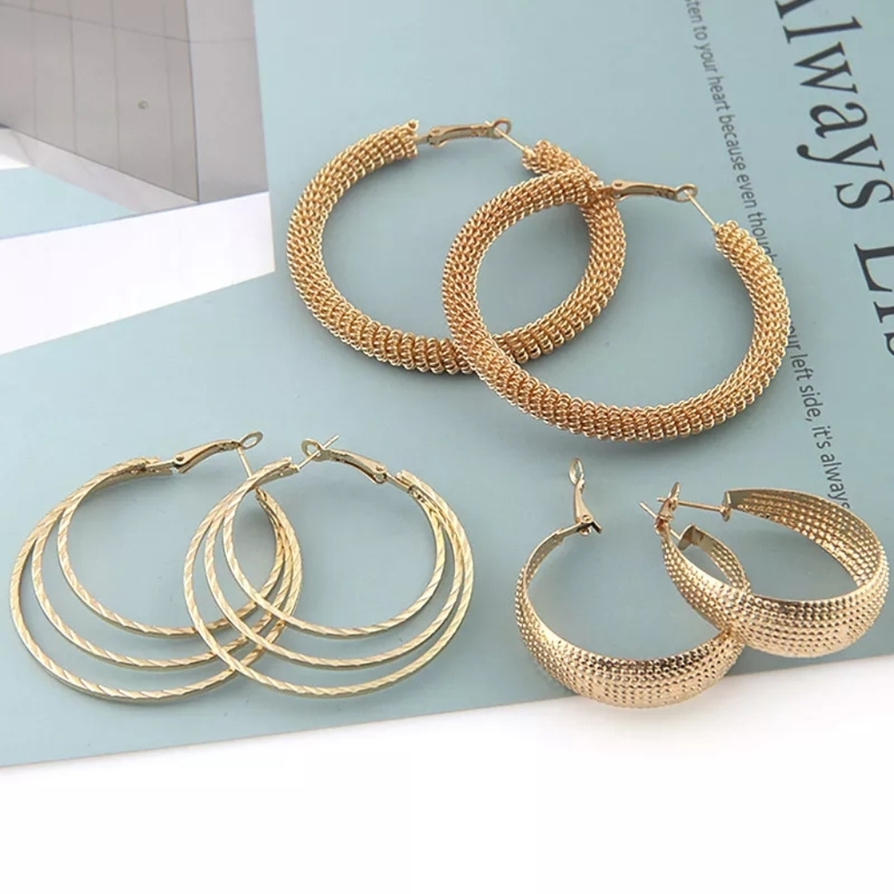 New Statement  Luxury Gold Color Hoop Earrings